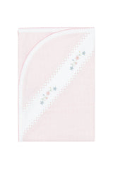 Pink Herringbone Embroidered Receiving Blanket
