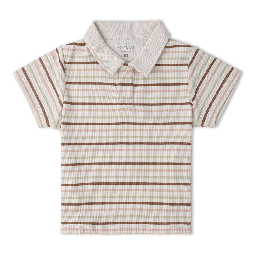 Organic Collar Tee & Shorts Set - Terra Stripes