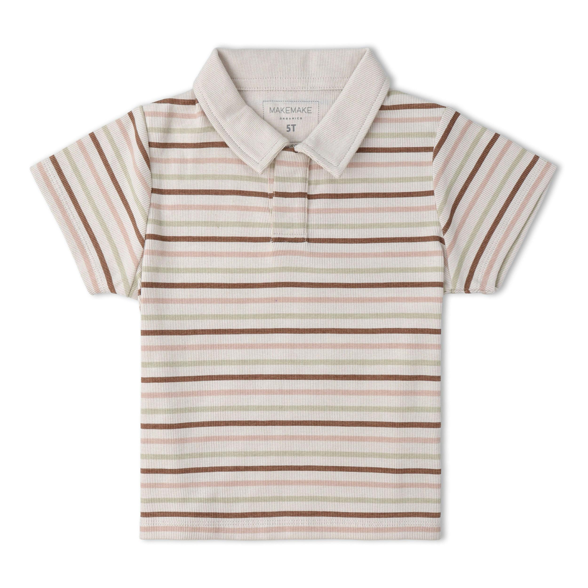 Organic Collar Tee & Shorts Set - Terra Stripes