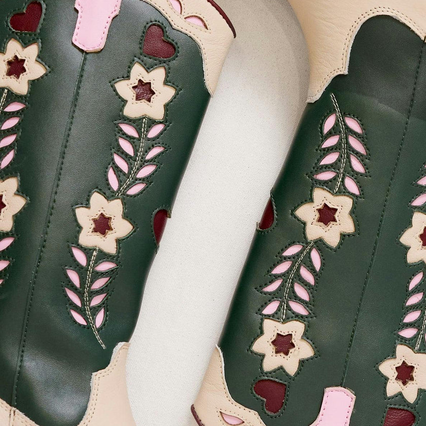 Dakota Boot in Green & Cream