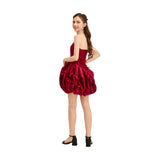 Burgundy Belblossom Strapless Satin Dress