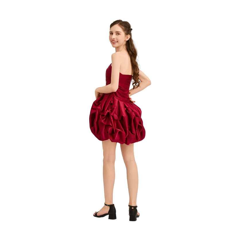 Burgundy Belblossom Strapless Satin Dress