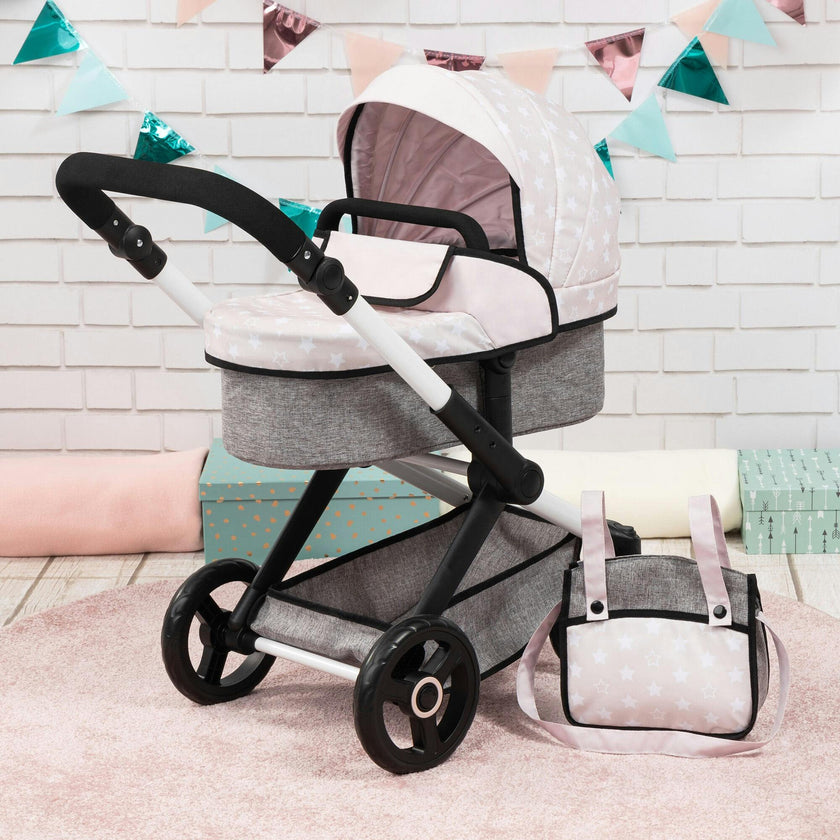 Bayer Design Dolls: Pram Xeo - Gray & White Stars