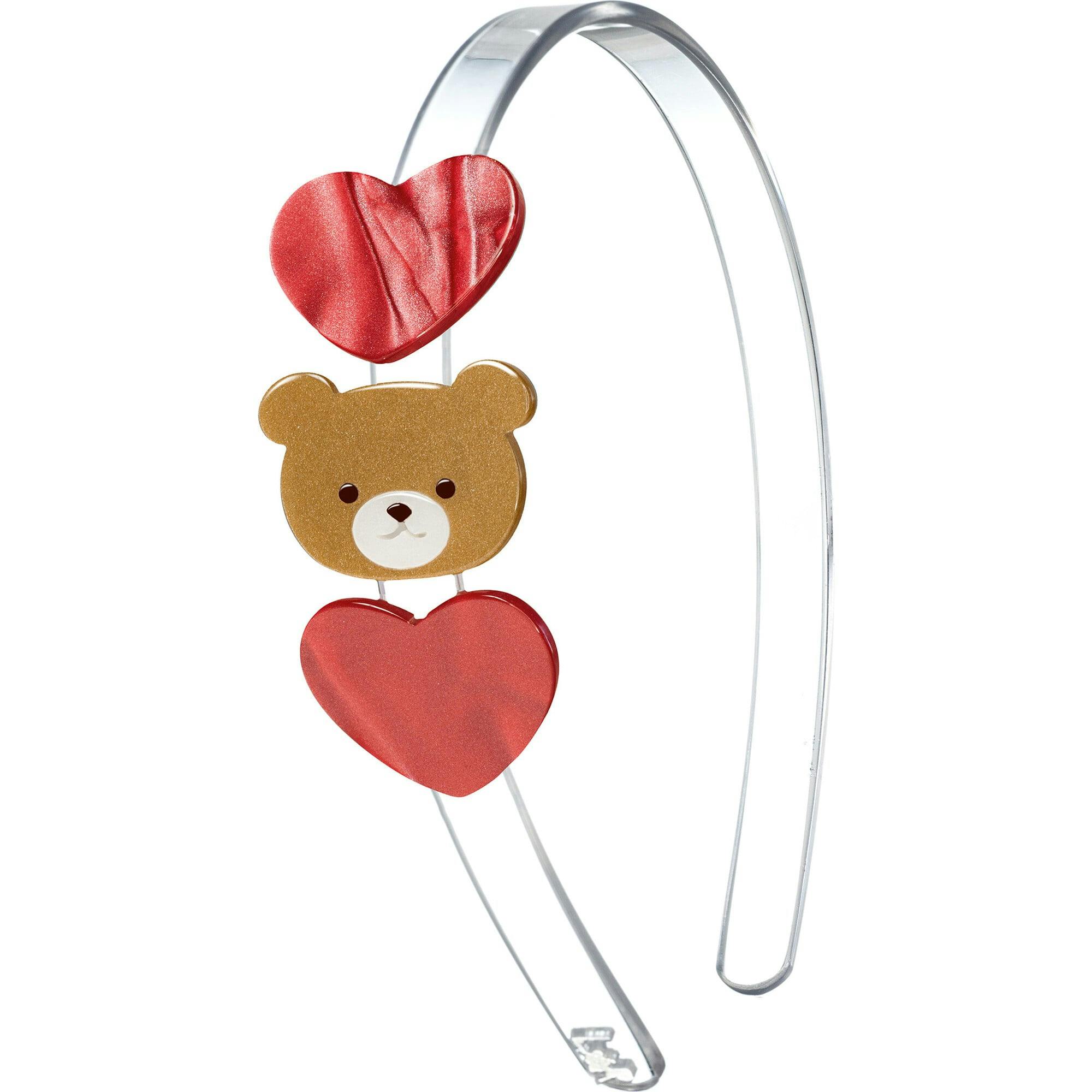 Bear with Hearts Pearlized Red Headband -VAL