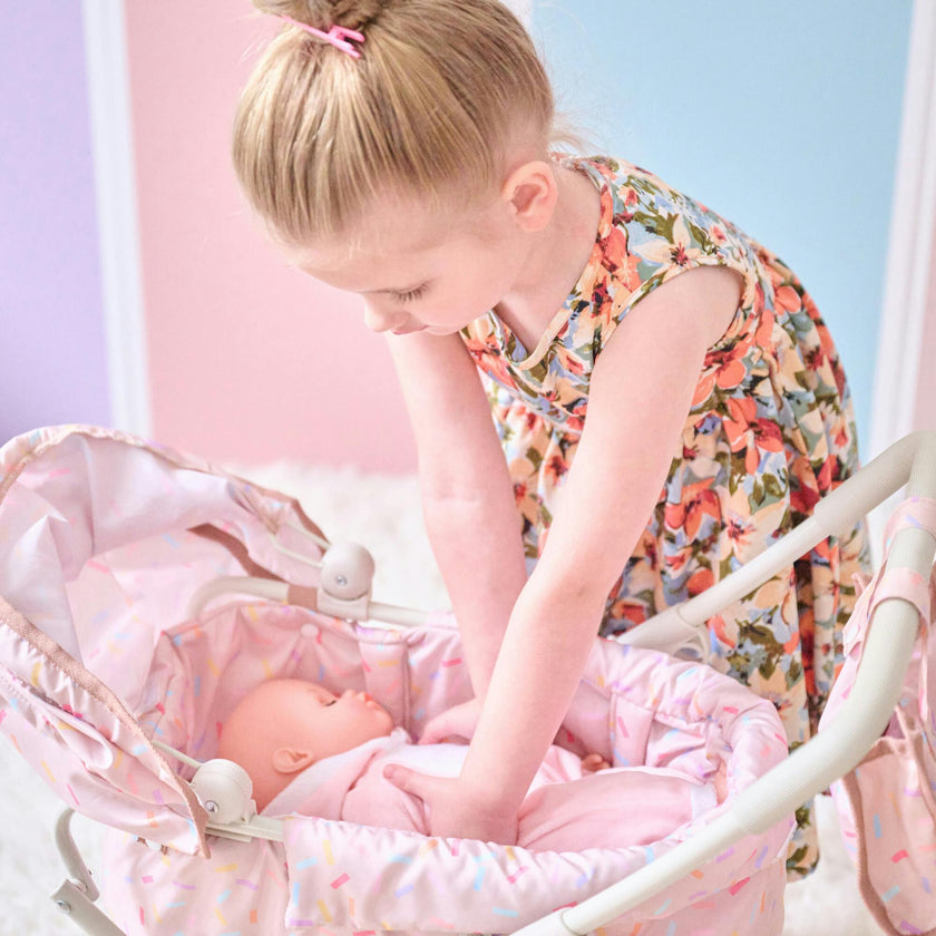 Olivia's Little World Confetti Doll Classic Stroller with Removable Bassinet