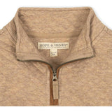 Long Sleeve Quilted Kanga Half Zip Pullover, Beige