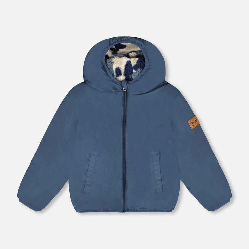Reversible Mid-Season Sherpa Jacket Blue Camo