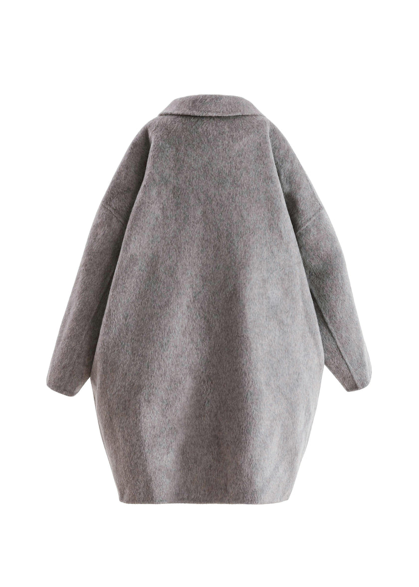 Gray Wool Coat with Peter Pan Collar