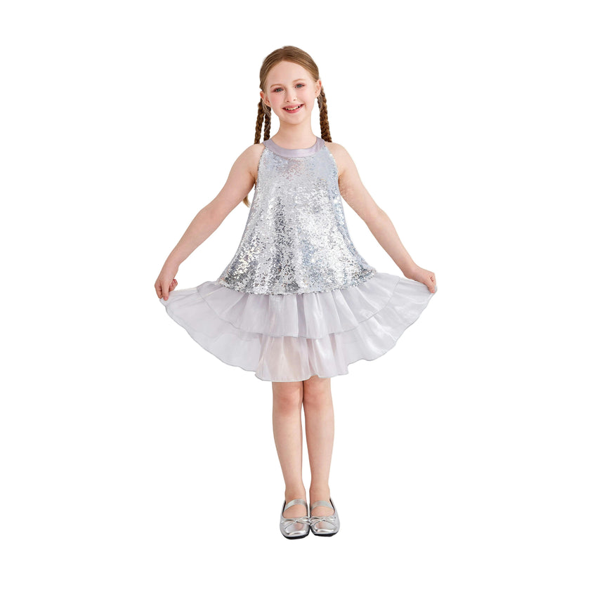 Purple Sylvara Sequin Ruffle Skirt Set