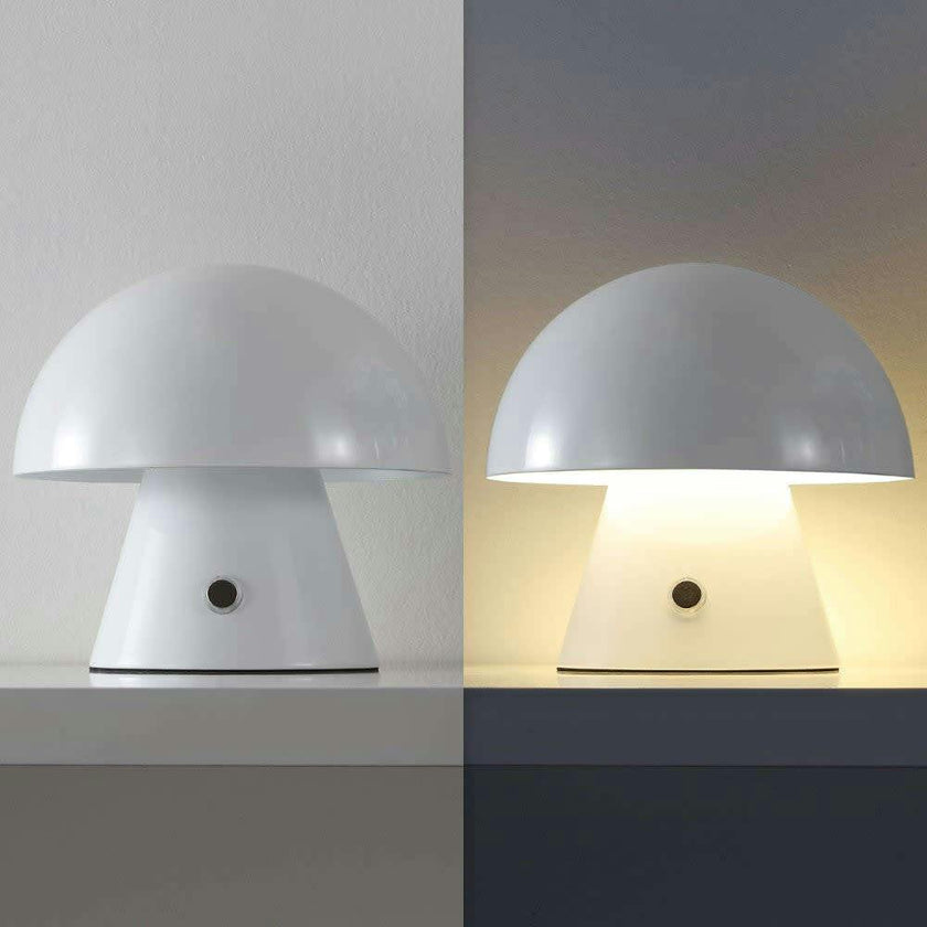 Porcini 7" Contemporary Bohemian Rechargeable/Cordless Iron Integrated LED Mushroom Table Lamp