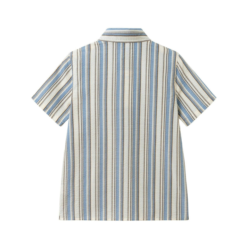 Big Kid Boys Puckered Stripes Buttondown | Blue Stripe