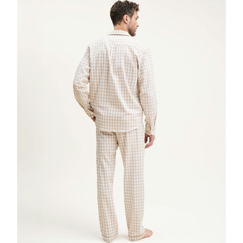 Men's Twill Pajama Set in Light Blue Gingham