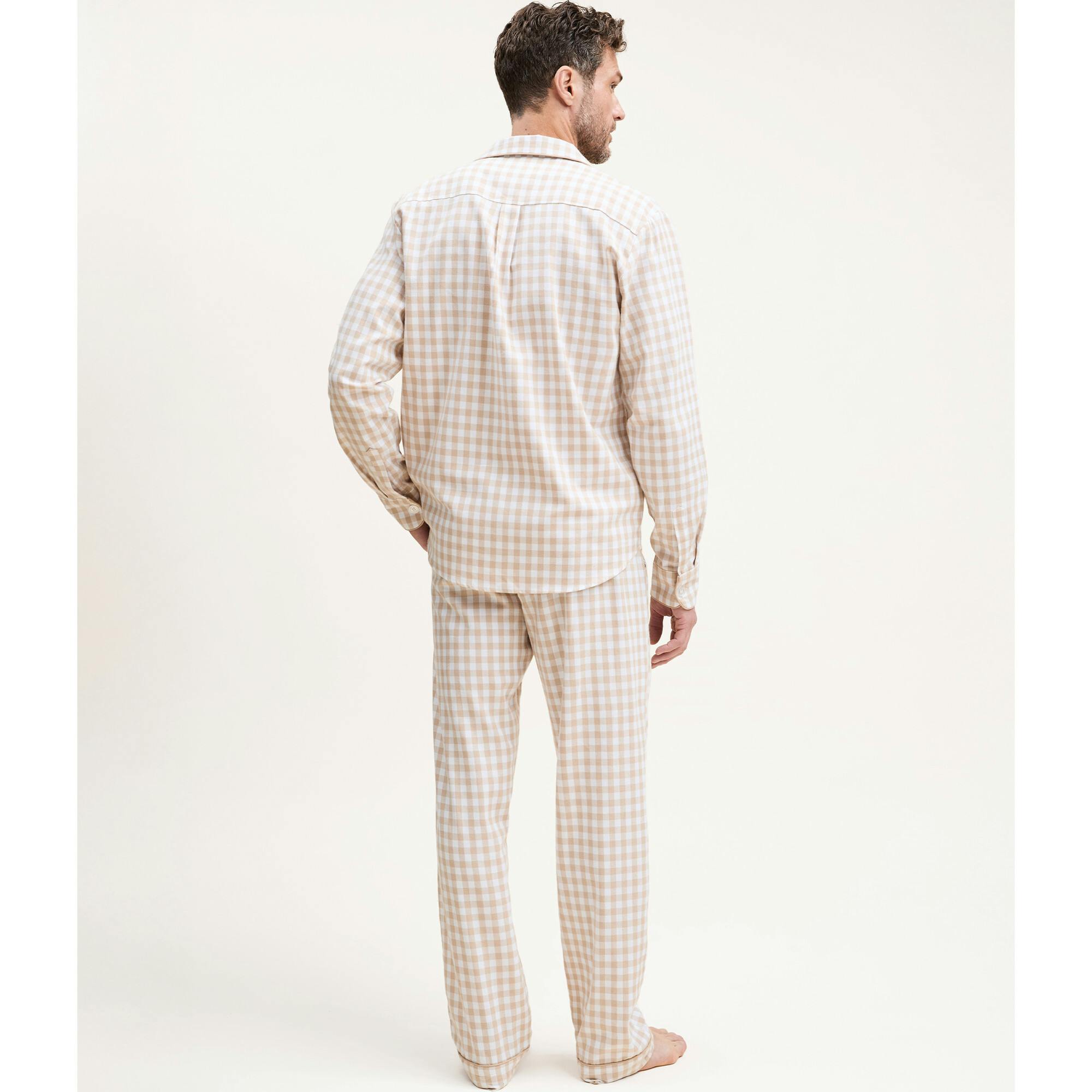 Men's Twill Pajama Set in Light Blue Gingham