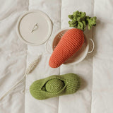 Peas & Carrot Gift Box 🥫  100% organic cotton crochet rattles