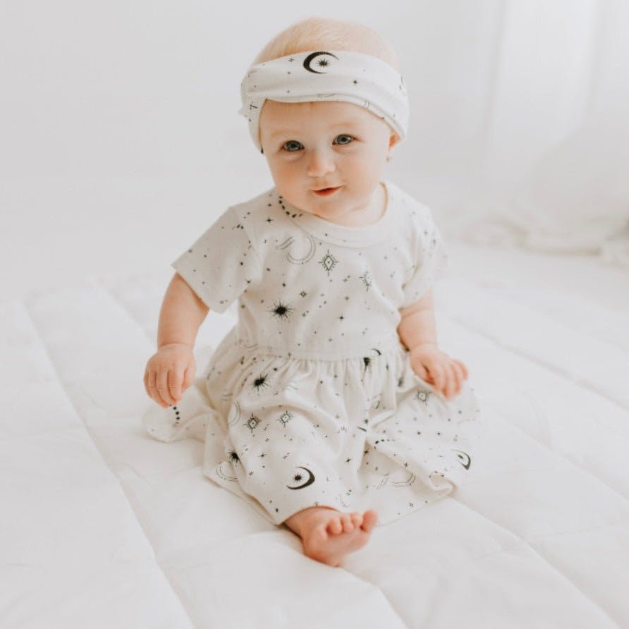 short sleeve twirl dress | celestial