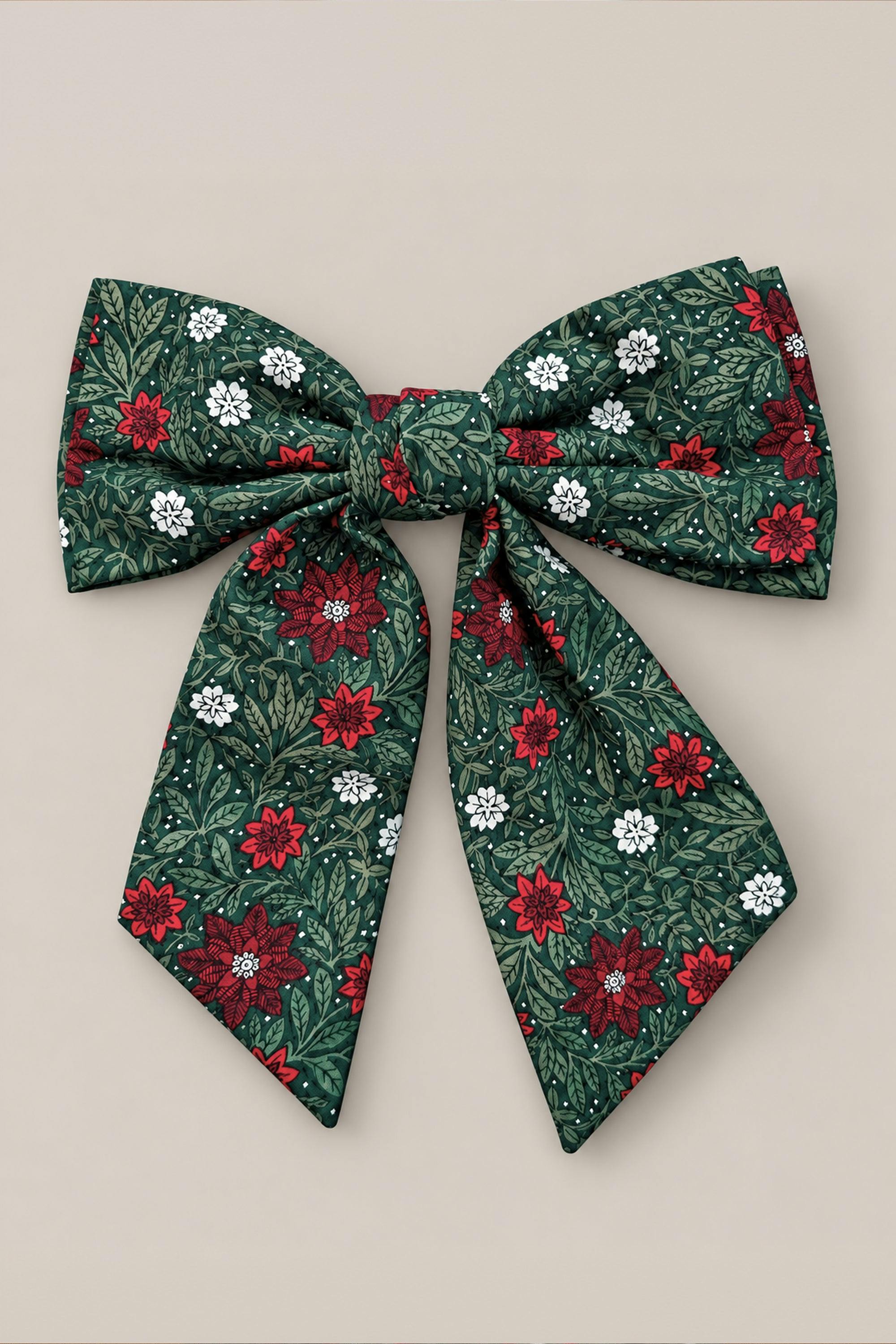 Hair Bows in Evergreen Merry Ditsy