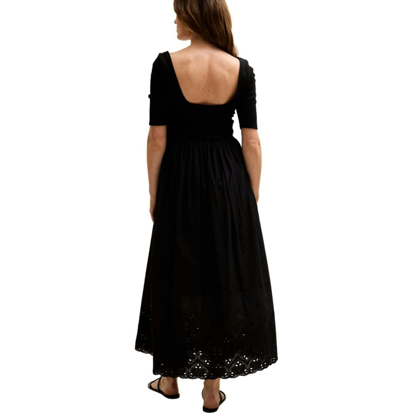 Sydney Short Sleeve Jersey Bodice Embroidered Midi Dress