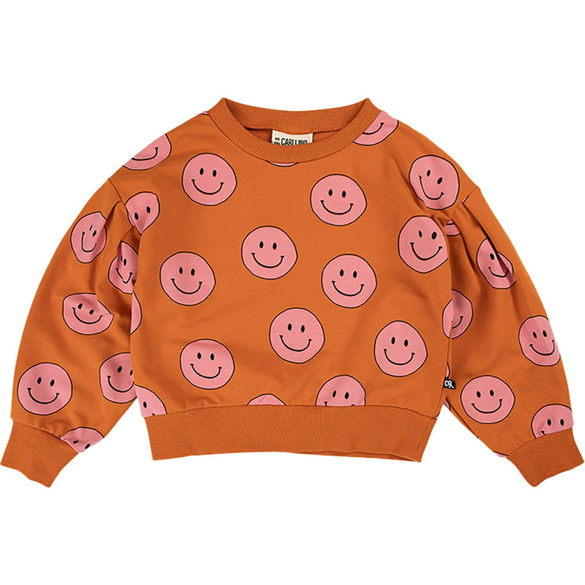 Happy Faces Graphic Print Crew Neck Long Sleeve Sweatshirt