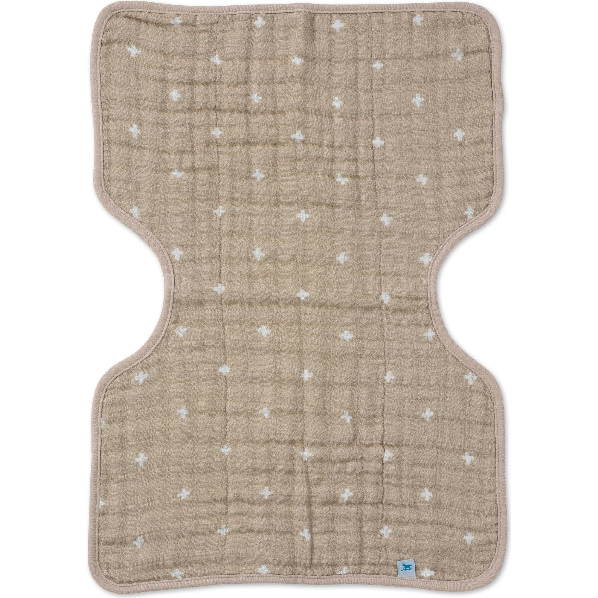Cotton Muslin Burp Cloth - Taupe Cross