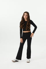 Lucy Black Long Sleeve Crop Top