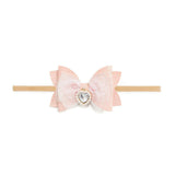 Heart Charm Glitter Bow Baby Headband