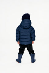 Winter Jacket Adapted For Car Seats Dark Blue