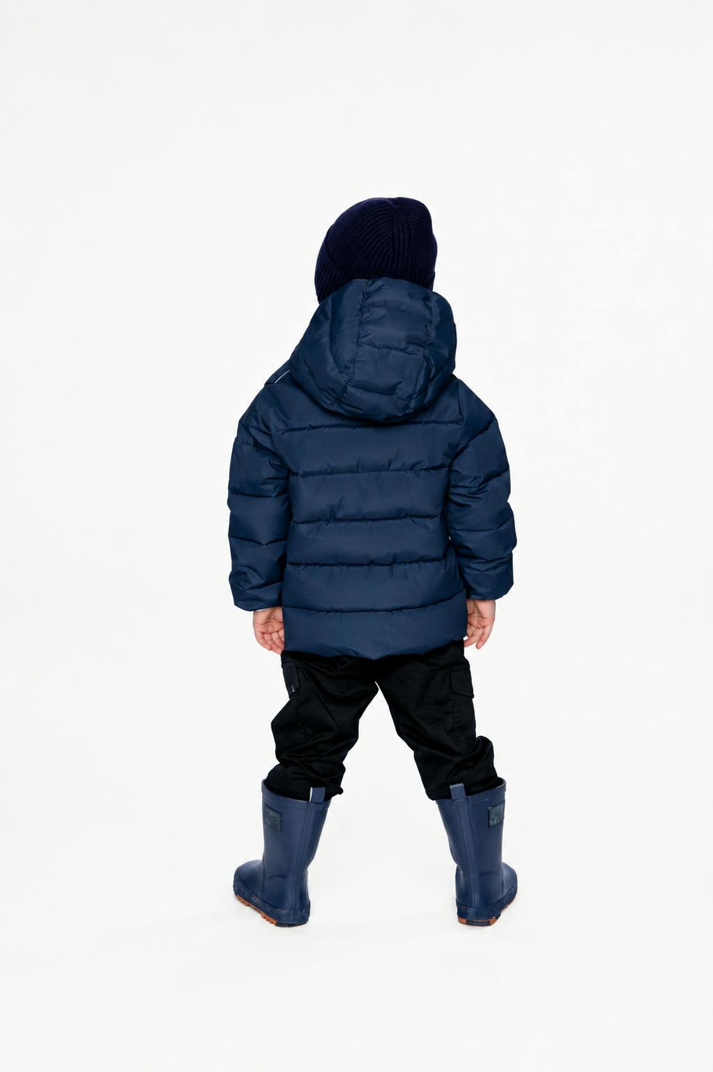 Winter Jacket Adapted For Car Seats Dark Blue