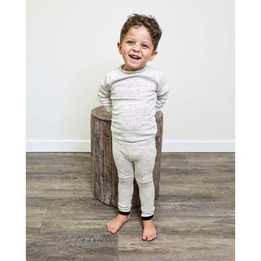 Flecked Neck Sweater & Pant 2-Piece Set