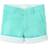 Wyatt Shorts in Gibbs Hill Green with Seaside Seersucker Cuffs
