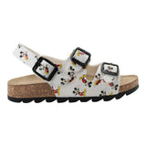 White Mickey Print Sandals