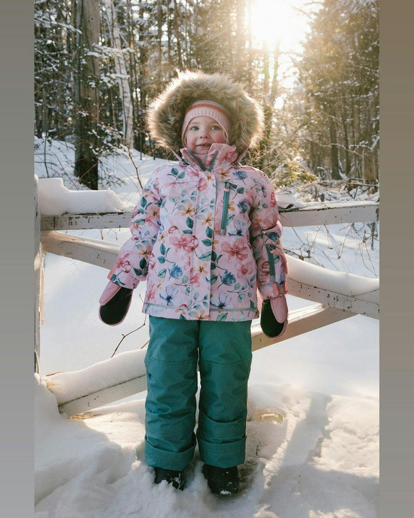 Two Piece Play Snowsuit Pink Vintage Floral Print