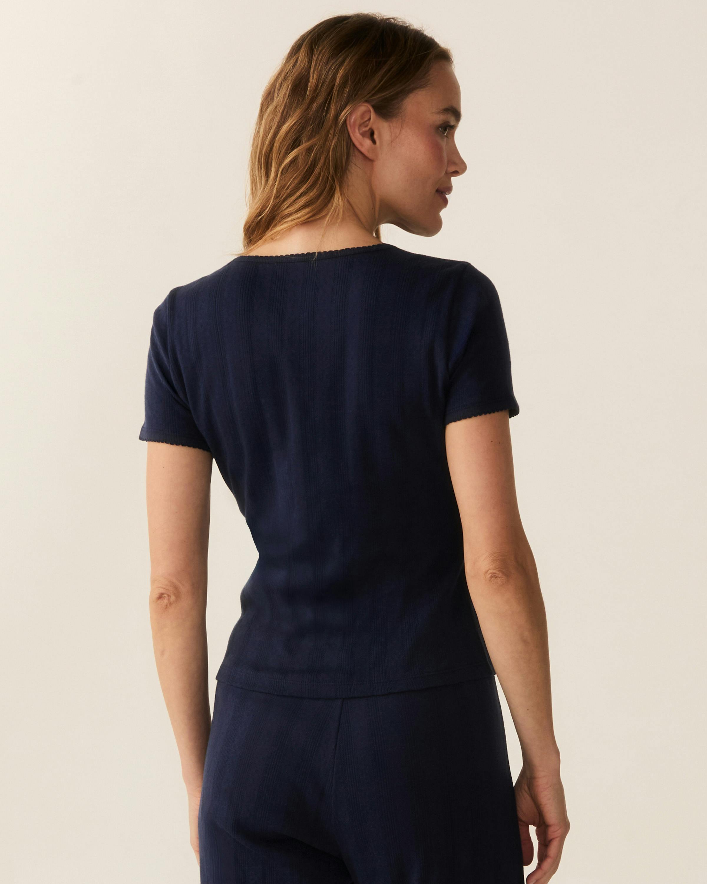 Women's Pointelle T-Shirt in Navy