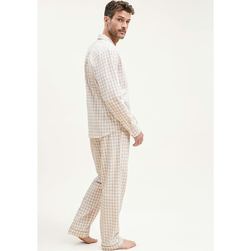 Men's Twill Pajama Set in Light Blue Gingham