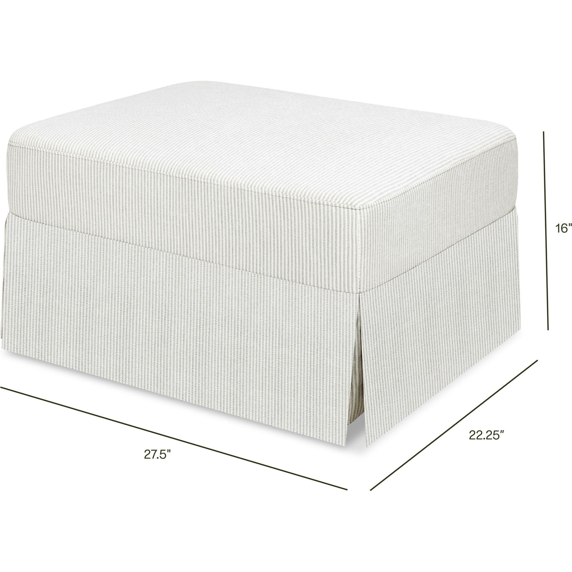 Crawford Gliding Ottoman in Fog Chatham Stripe Performance Eco-Weave