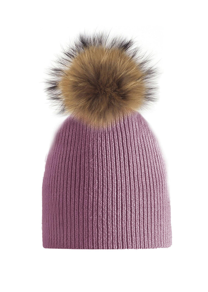 Knitted Wool Hat With A Genuine Fur Pom (TikTok)