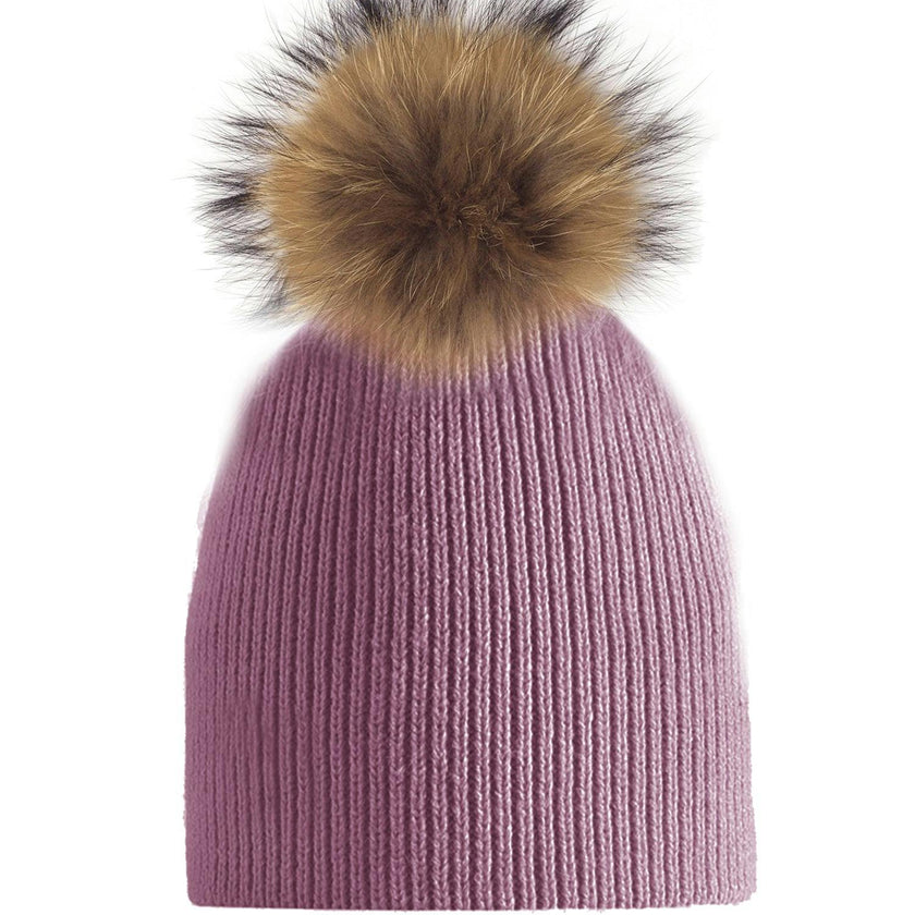 Knitted Wool Hat With A Genuine Fur Pom (TikTok)