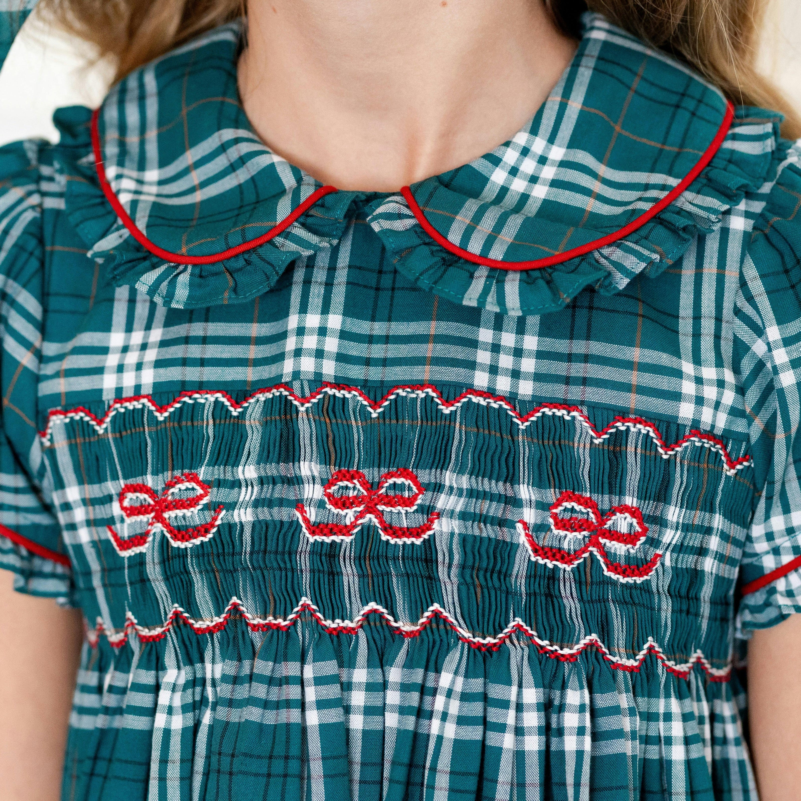 Ariella Girl Dress - Green Tartan