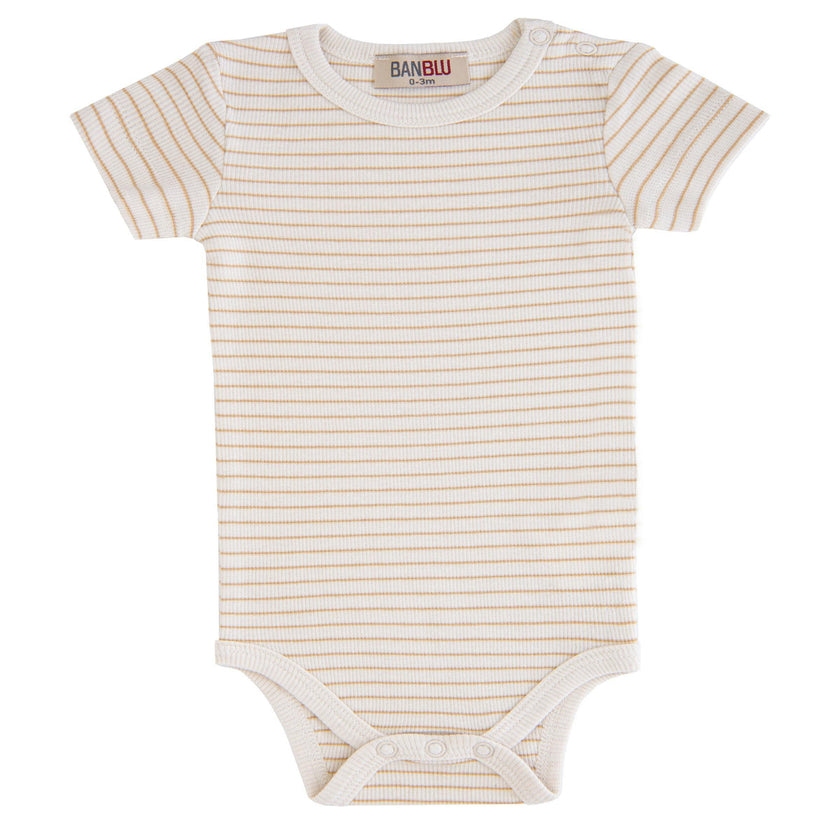 Beige Striped Modal Bodysuit