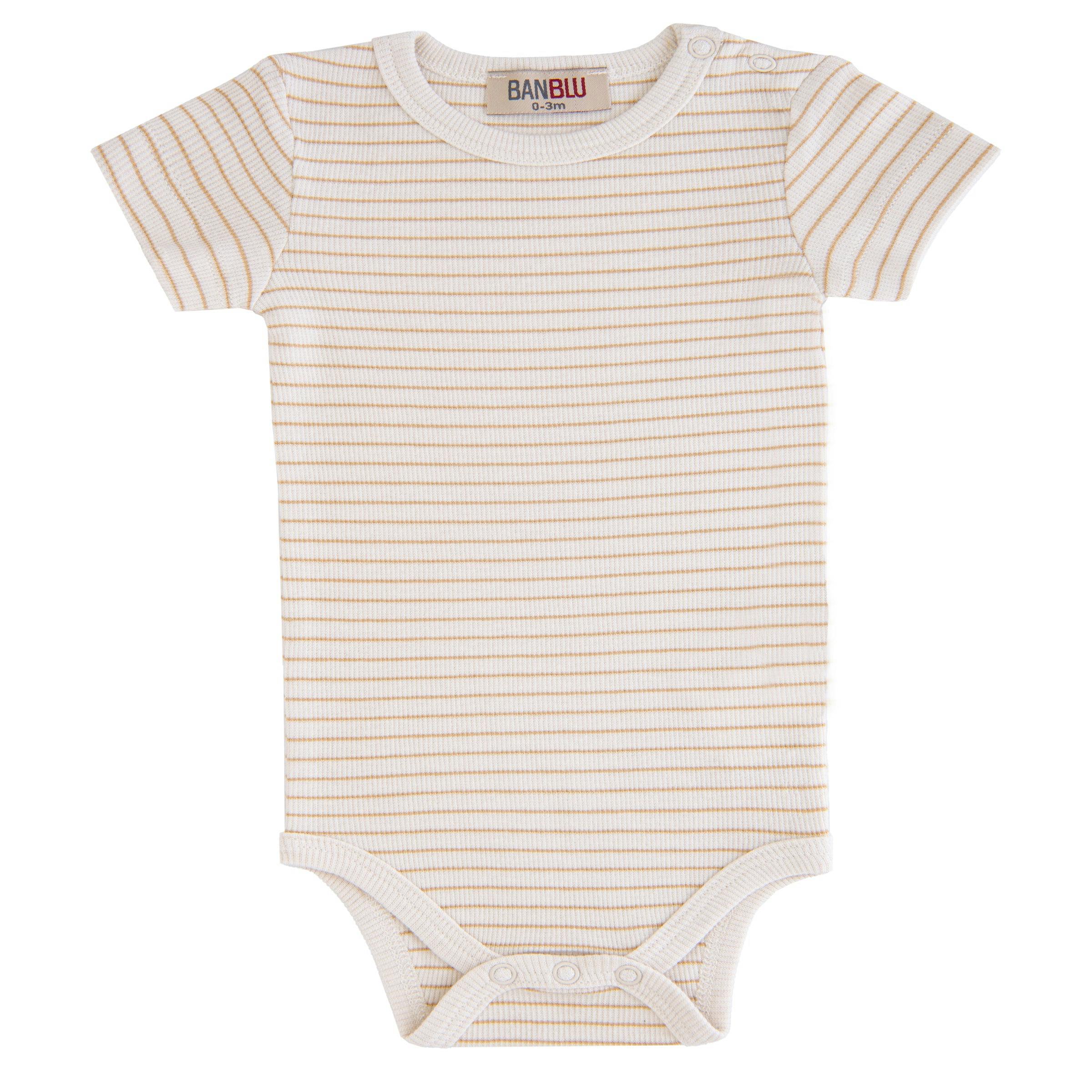 Beige Striped Modal Bodysuit