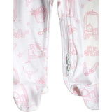 Pink Lone Star Toile Zipper Footie