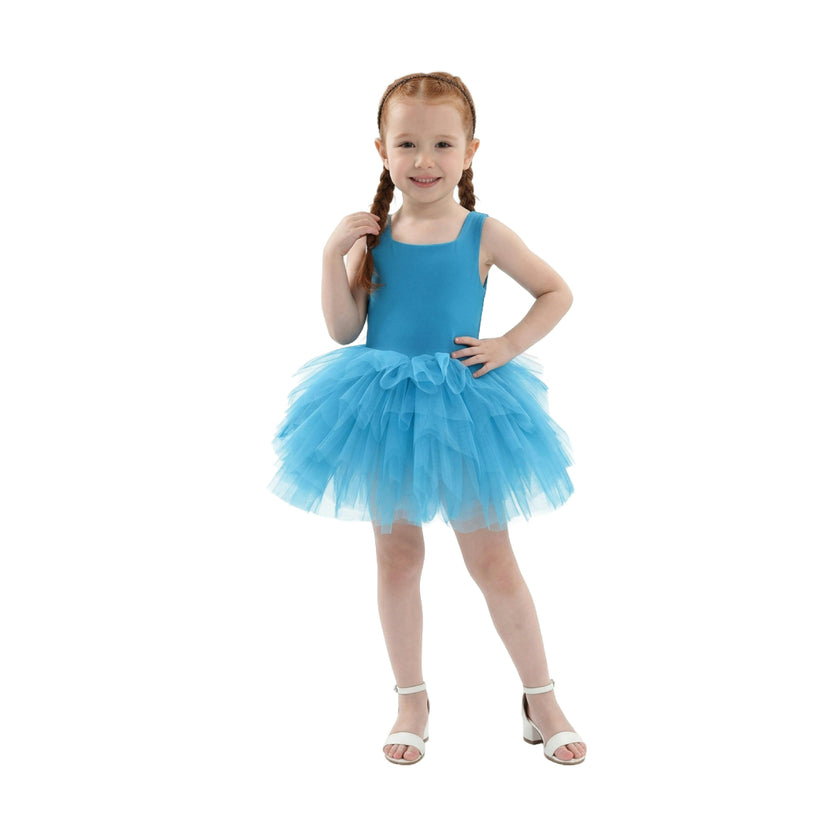 Blue Neon Solid Tutu Dress