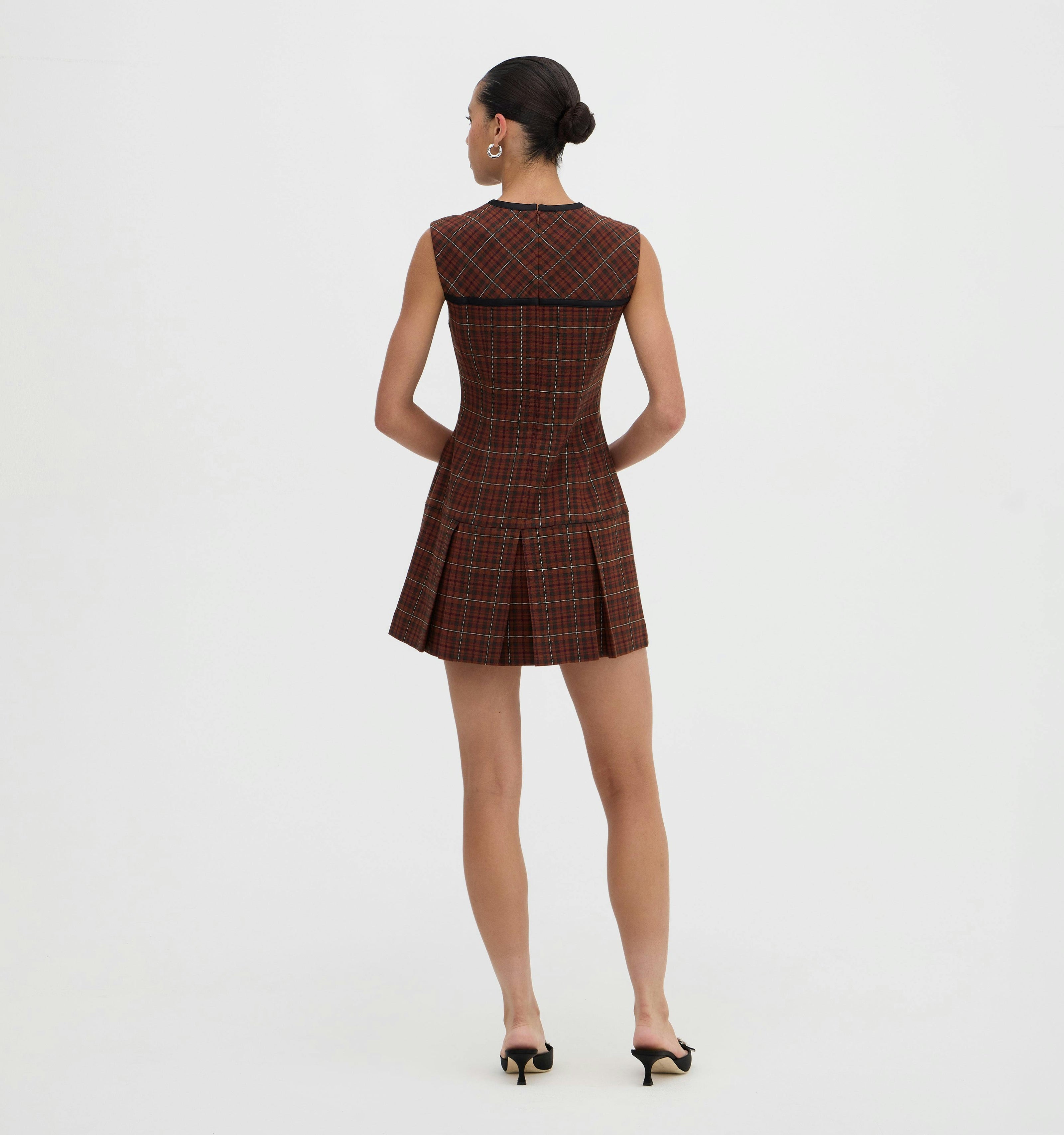 The Michelle Dress - Chestnut Plaid