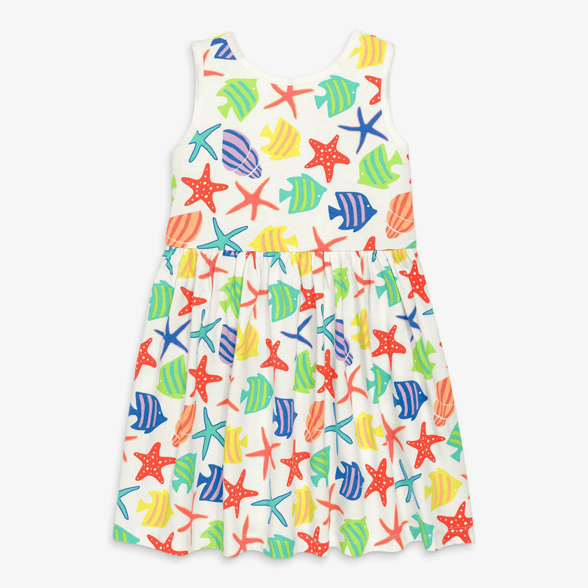 Clearance kids cross-back tank dress in under the sea