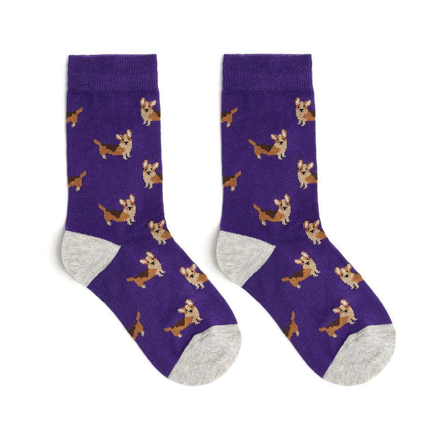 Great British Socks - Purple Corgi