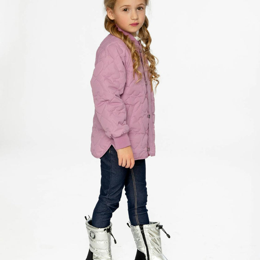 Quilted Raglan Sleeve Jacket Mauve Pink