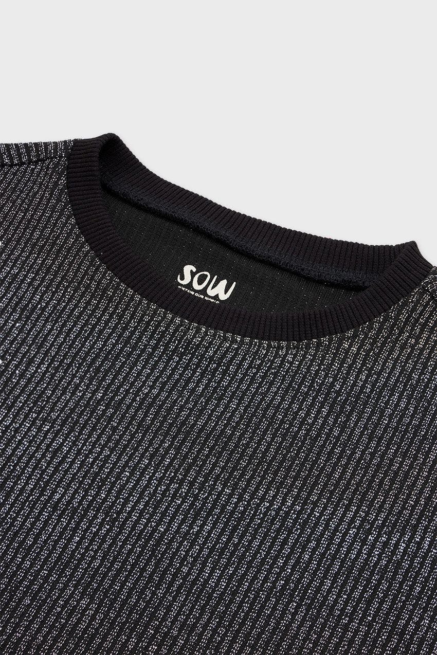 Cropped Glitter Ribbed T-Shirt