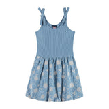 Tween Girls Rib Knit Bow Shoulder Dess | Floral Eyelet