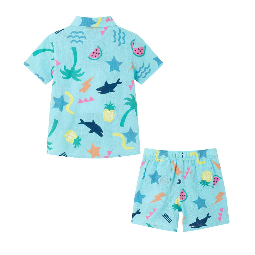 Kids 2-Piece Fun Print Matching Buttondown Set
