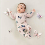 Zippered Footie in Blush Butterfly