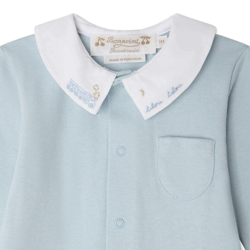 BONPOINT Anton Train Pajamas - Bleu Moyen